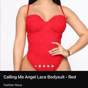 Red Lace bodysuit from fashion nova